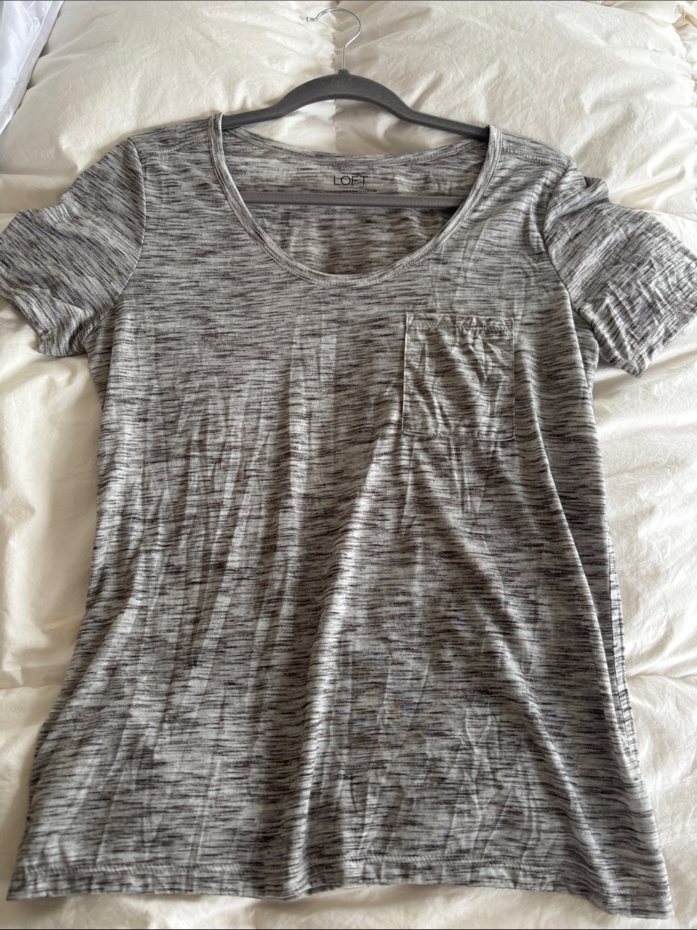 LOFT Heathered Brown and Black Short Sleeve Scoop Neck Tee